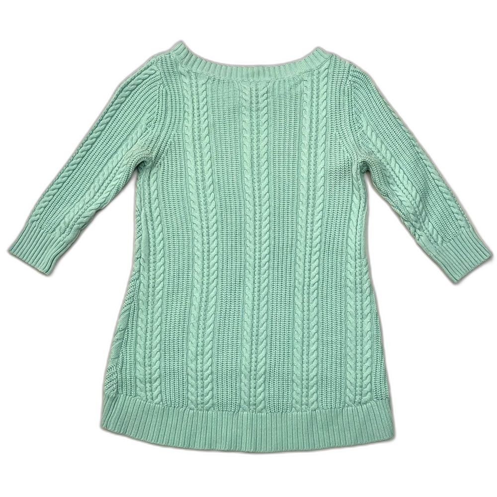 New York & Company Women’s Mint Green Cable Knit 3/4 Sleeve Sweater Medium - Picture 8 of 16